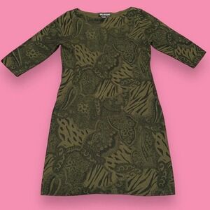 Nina Leonard Vintage Wool Blend Whimsigoth Paisley Animal Print Dress Size M